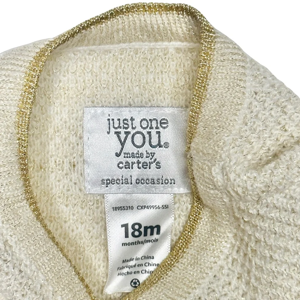 Just One You By‎ Carter’s Cream And Gold Cardigan